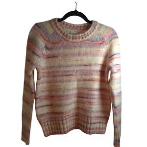 LOFT Pastel Striped Wool Blend Knit‎ Sweater XS Crewneck Soft Cozy Layering